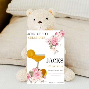 Editable Summer Party Invitation Digital Backyard Soirée Template with Hand Drawn Drinks