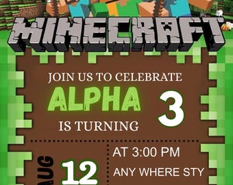 Editable Pixel Game Birthday Invitation, Digital Download Gamer Party Template for Kids