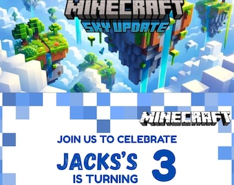 Editable Pixel Block Birthday Invitation | Gamer Party Canva Template | Instant Digital Download