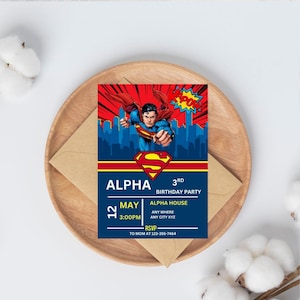 Editable Superhero Birthday Invitation | Printable Hero Party Template for Kids | Boys & Girls Comic Style Invite | Digital Download