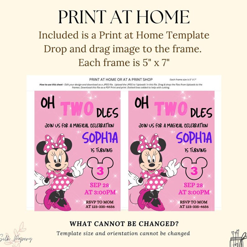 Editable Pink Mouse Birthday Invitation Girl Polka Dot Party Template ...