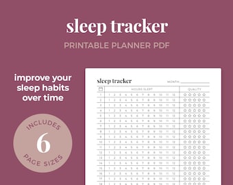 Sleep Tracker, Monthly Sleep Log, Sleep Journal, Sleep Hours Tracker || A4/ A5/ Letter/ Half Letter/ Happy Planner