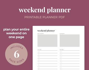 Weekend Planner, Weekend Productivity, Weekend Time Manager, Weekend To-Do List || A4 / A5/ Letter / Half Letter / Happy Planner