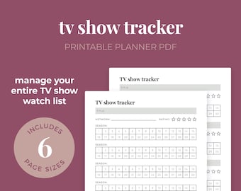 TV Show Tracker, Series Journal, TV Episode Tracker, TV Watchlist || A4 / A5/ Letter / Half Letter / Happy Planner
