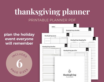 Thanksgiving Planner Kit, Thanksgiving Meal Planner, Event Planner, Holiday Planner Bundle || A4 / A5 / Letter / Half Letter / Happy Planner