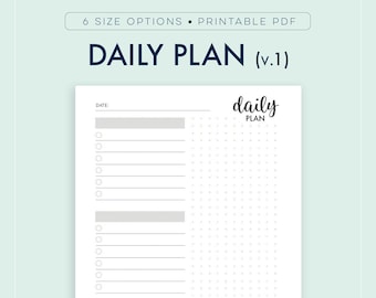 Daily Planner, Printable Agenda, Today&#39;s Plan, To-Do List Page || A4 / A5 / Letter / Half Letter / Happy Planner