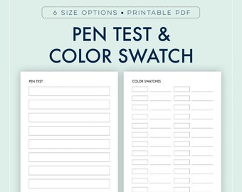 Color Swatch Chart, Pen Test Page, Tombow Reference Sheet, Marker Log || A4 / A5/ Letter / Half Letter / Happy Planner