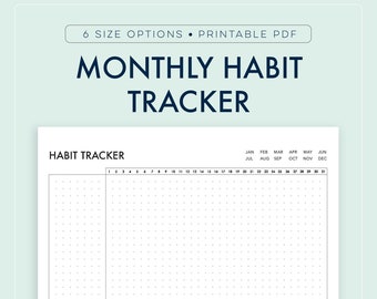 Monthly Habit Tracker, Daily Habit Tracker, Habit Tracking Planner Insert || A4 / A5 / Letter / Half Letter / Happy Planner