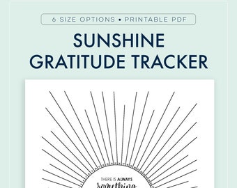 Sunshine Gratitude Tracker, Thankfulness Log, Gratefulness Printable || A4 / A5/ Letter / Half Letter / Happy Planner