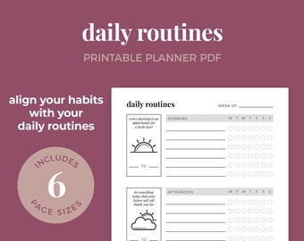 Daily Routine Tracker, Morning Routine Printable, Evening Routine Checklist || A4 / A5 / Letter / Half Letter / Happy Planner
