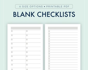 Blank Checklist, Minimalist To-Do List, Daily Tasks  || A4 / A5/ Letter / Half Letter / Happy Planner