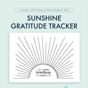 Sunshine Gratitude Tracker, Thankfulness Log, Gratefulness Printable || A4 / A5/ Letter / Half Letter / Happy Planner