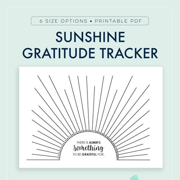 Sunshine Gratitude Tracker, Thankfulness Log, Gratefulness Printable || A4 / A5/ Letter / Half Letter / Happy Planner