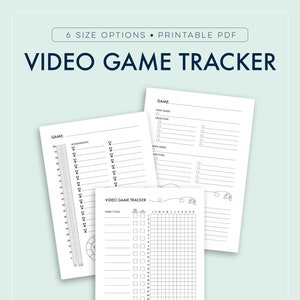 Registro de videojuegos, diario de juegos, registro de jugador imprimible // A4 / A5 / Carta / Media carta / Planificador feliz