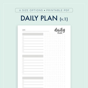 Planificador diario, agenda imprimible, plan del día, lista de tareas pendientes // A4 / A5 / Carta / Media carta / Planificador feliz