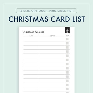 Weihnachtskarten-Liste, Weihnachtskarten-Tracker, Urlaubsplaner, Weihnachtsplaner || A4 / A5 / Letter / Half Letter / Happy Planner