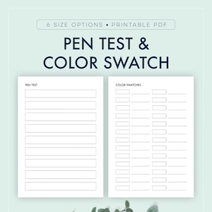 Color Swatch Chart, Pen Test Page, Tombow Reference Sheet, Marker Log || A4 / A5/ Letter / Half Letter / Happy Planner