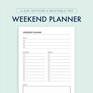 Weekend Planner Weekend Productivity Weekend Time Manager Etsy