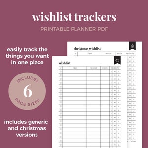 Wunschlisten, Weihnachtswunschliste, To-Buy List, Wish List Tracker || A4 / A5 / Letter / Half Letter / Happy Planner