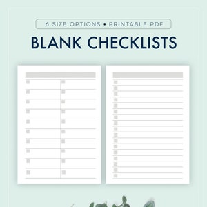 Blank Checklist, Minimalist To-Do List, Daily Tasks  || A4 / A5/ Letter / Half Letter / Happy Planner