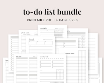 To Do List Printable + Digital Bundle, PDF Checklists, Weekly Task List, Task Tracker, Task Management, Productivity Planner