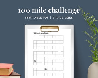 100 Mile Fitness Challenge PDF Tracker, Walking Log, Running Log, Biking Log, Perfect for Your Workout Planner