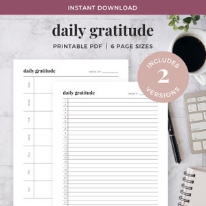 Dagelijks dankbaarheidsdagboek voor mindfulness, persoonlijke dankbaarheidsplanner, Instant Download PDF, ik ben dankbaar voor afdrukbare, gelukkige plannerformaten
