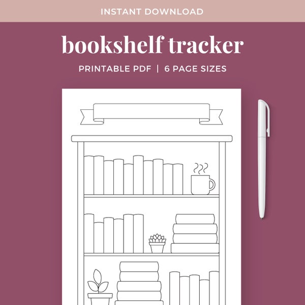 Bookshelf Reading Tracker, Insert in Your Reading Journal or Reading Planner, Book Tracker Printable Template, Reading Log