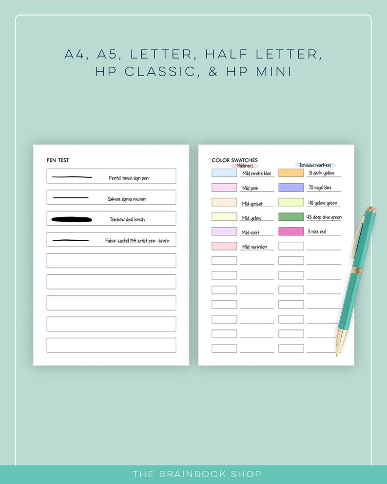 Color Swatch Chart, Pen Test Page, Tombow Reference Sheet, Marker Log ...