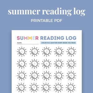 Summer Reading Log for Kids, Book Tracker Printable, PDF Tracker || Letter Size