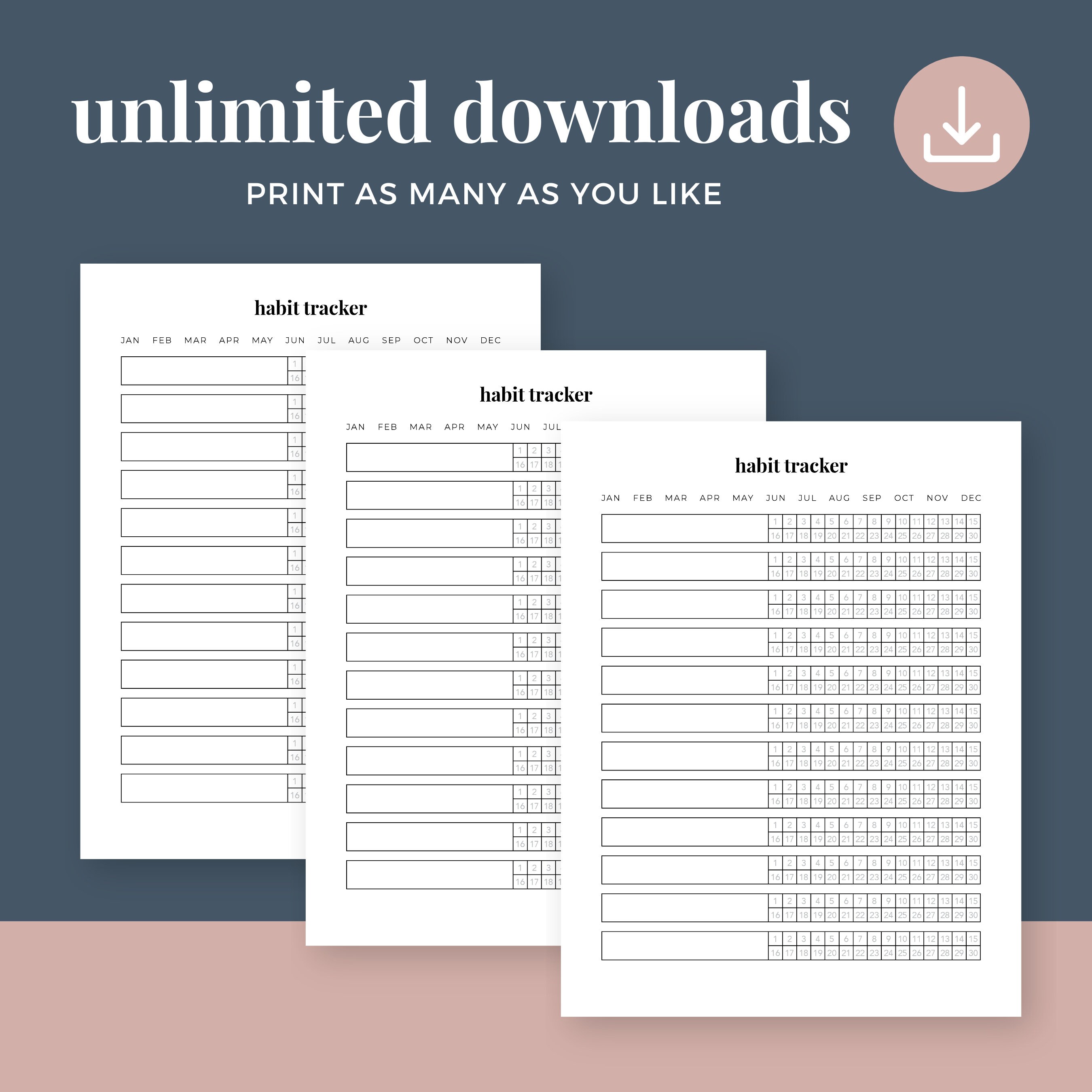 Daily Habit Tracker, Fillable PDF, Instant Digital Download for iPad ...