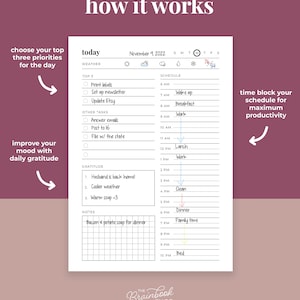 Daily Agenda, Daily Planner, Daily Schedule, Top 3 Planner, 24-Hour Planner A4 / A5 / Letter / Half Letter / Happy Planner image 5