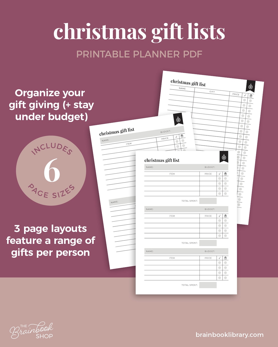 Christmas Gift List Printable, Holiday Planner, Christmas Budget Gift ...