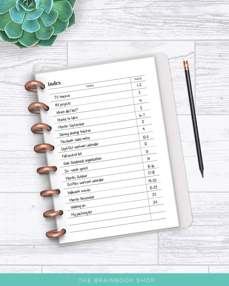 Master Index Printable Bullet Journal Index Index Page Etsy