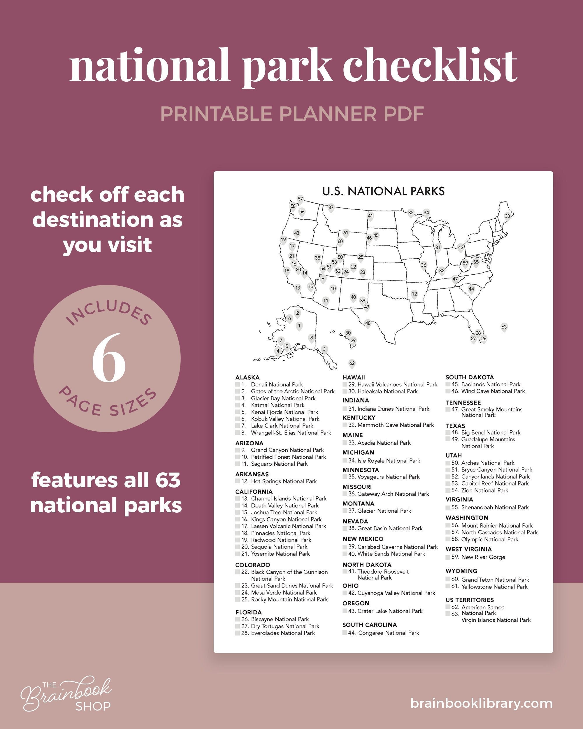 u-s-national-parks-map-national-park-checklist-bucket-list-printable-journal-planner-a4-a5-letter-half-letter-happy-planner-etsy for Free Printable National Park Checklist U.S. National Parks Map, National Park Checklist, Bucket List Printable, Journal, Planner || A4 / A5/ Letter / Half Letter / Happy Planner - Etsy for Free Printable National Park Checklist