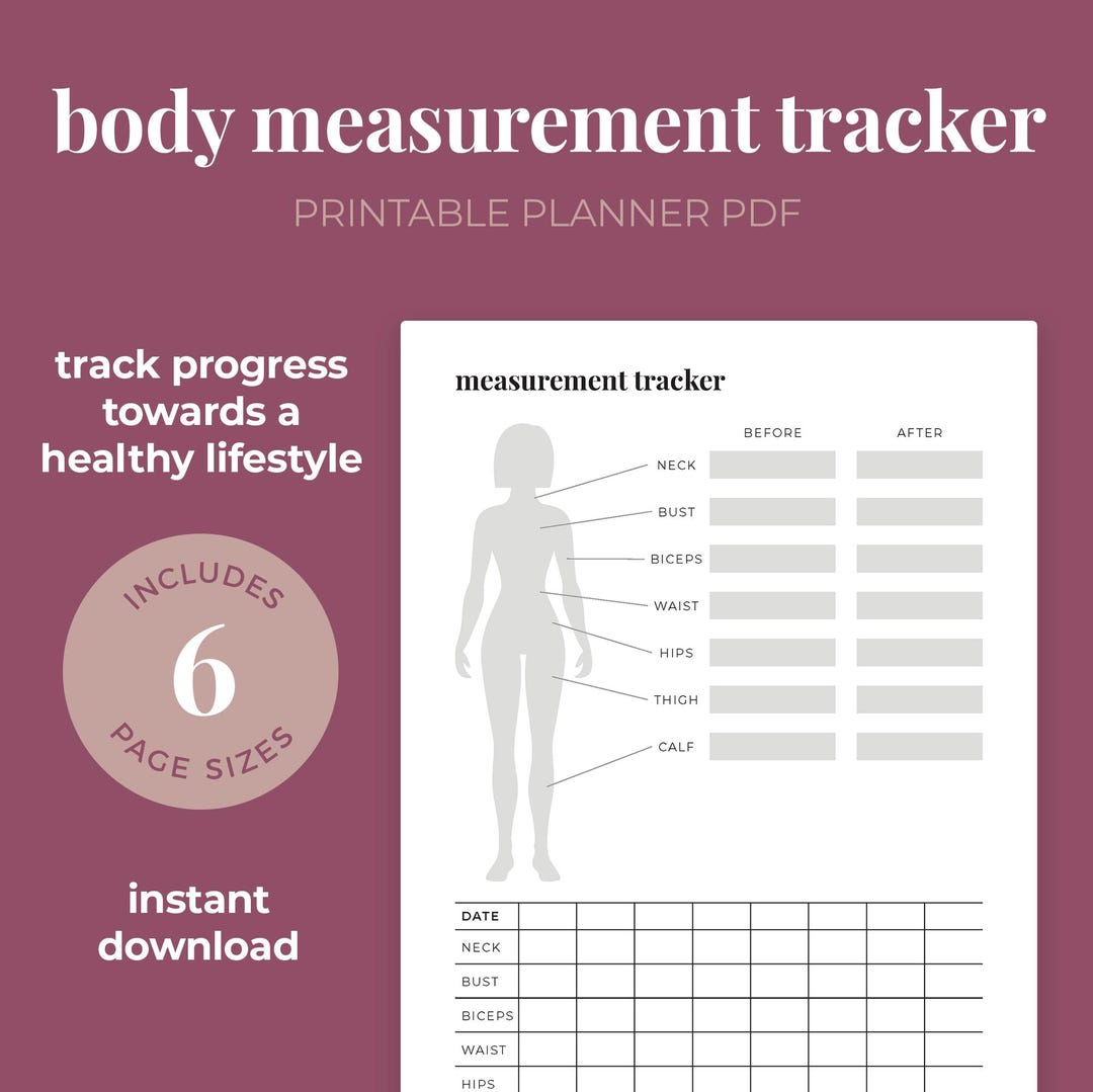 Body Measurement Tracker, Fitness Progress Chart, Health Journal ...