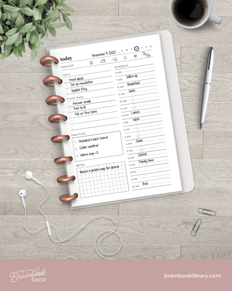 Daily Agenda, Daily Planner, Daily Schedule, Top 3 Planner, 24-Hour Planner A4 / A5 / Letter / Half Letter / Happy Planner image 2