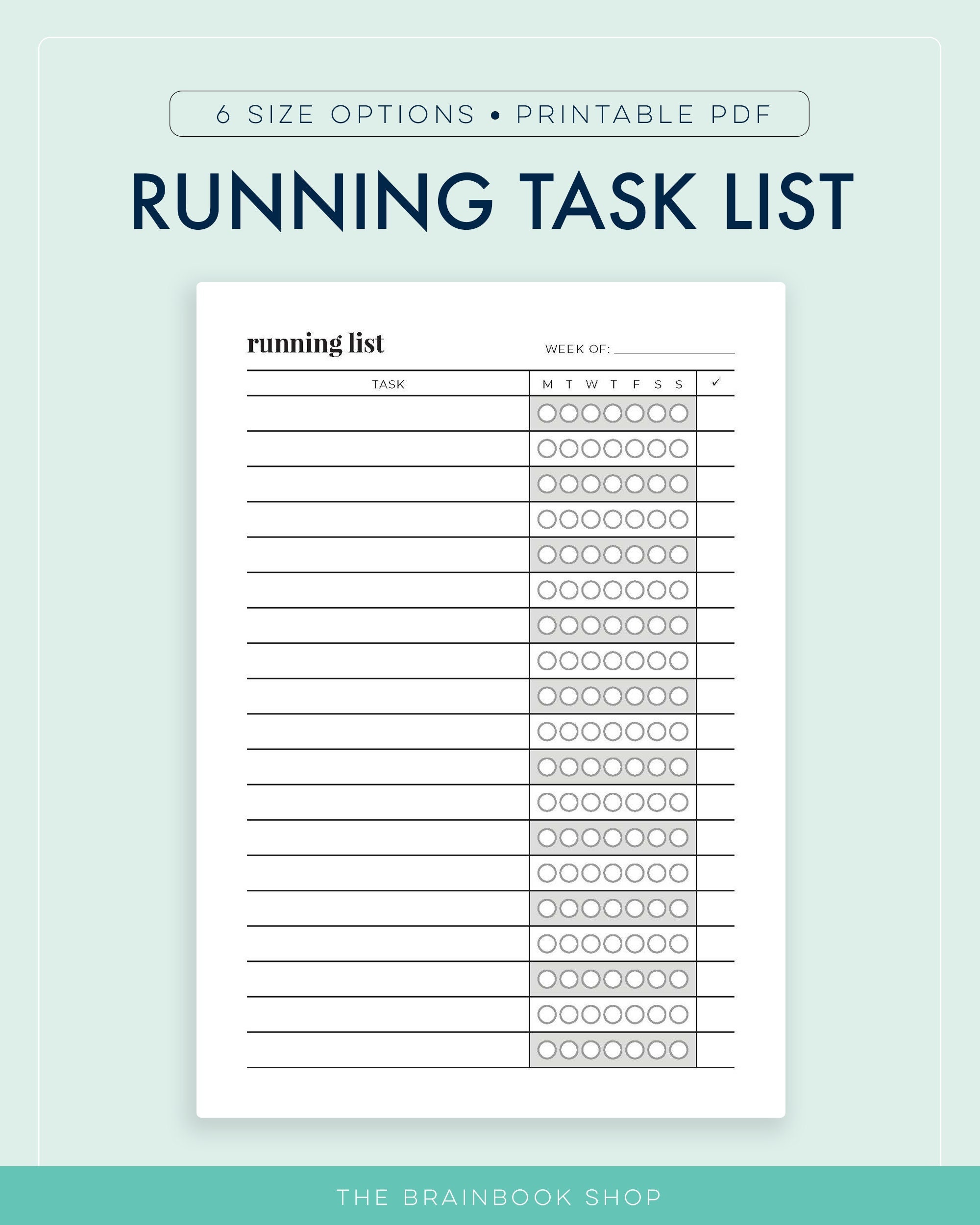 Running Task List, To-Do List, Rolling To-Do List, To-Do List System || A4/ A5/ Letter/ Half Letter/ Happy Planner