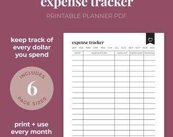 Expense Tracker, Ausgaben Tracker, PersonalFinance Tracker || A4 / A5 / Letter / Half Letter / Happy Planner