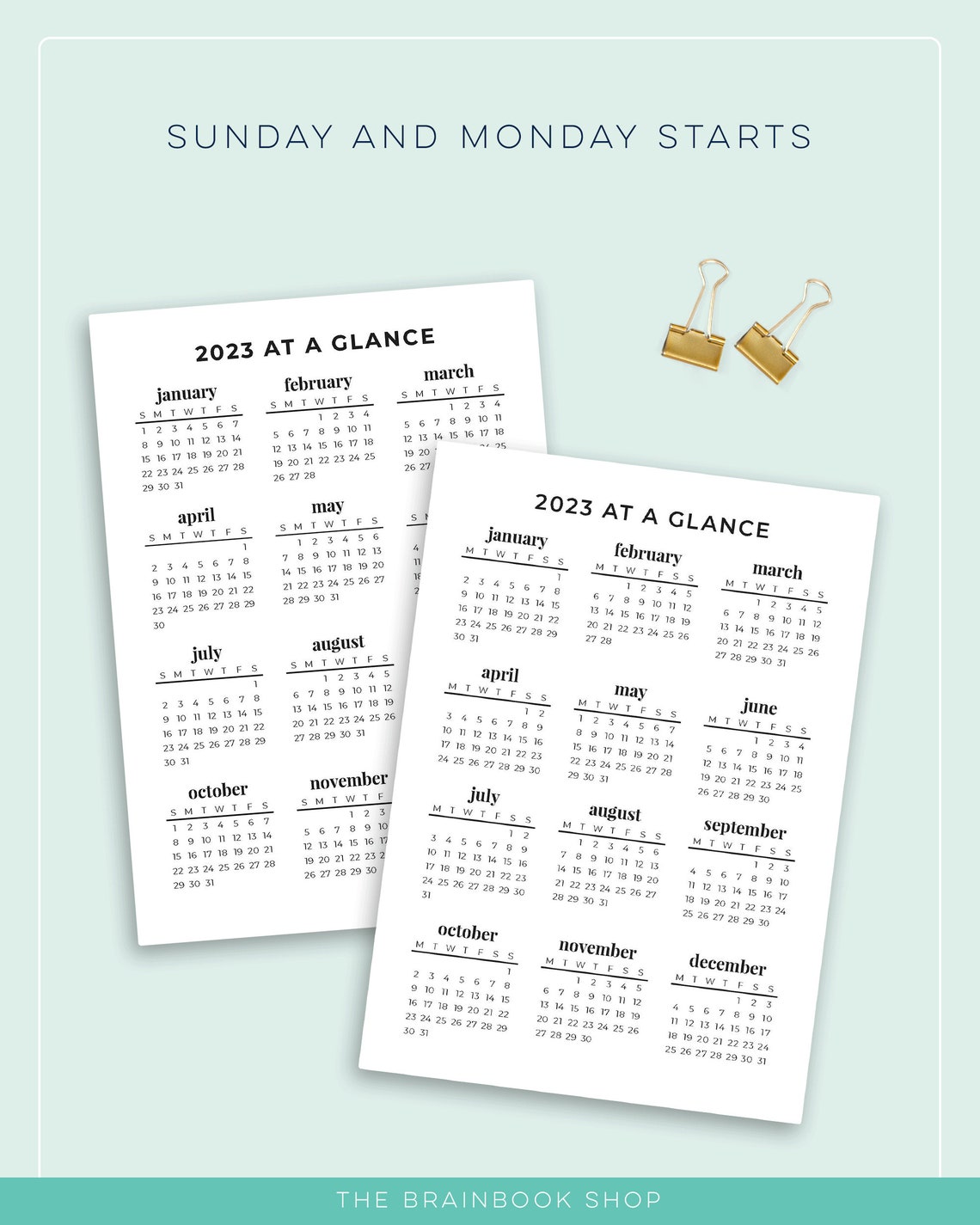 2023 Year at a Glance 2023 Printable Calendar A4 / A5 / - Etsy Australia