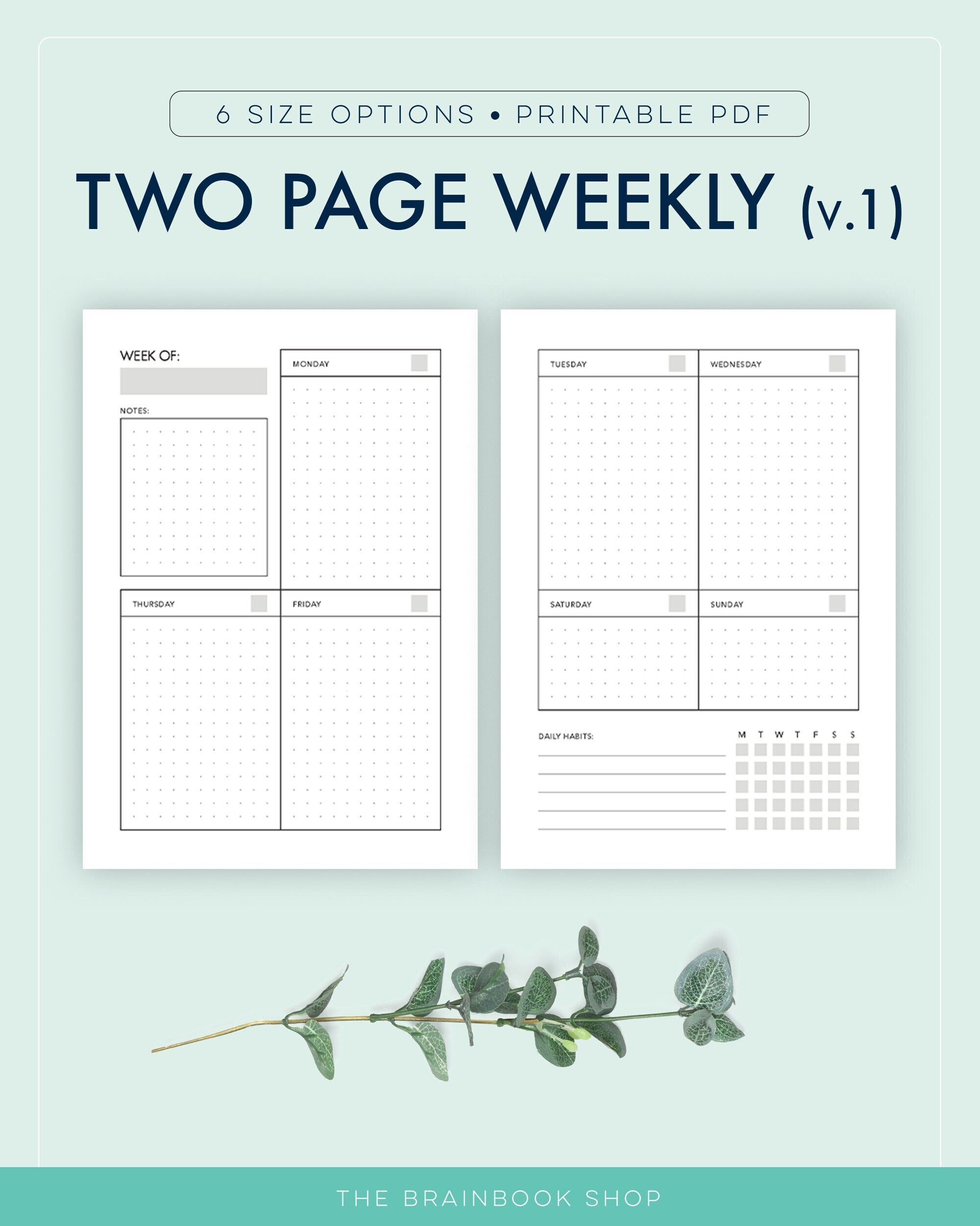 Two-page Weekly Weekly Planner Layout Weekly Planner & Habit | Etsy UK