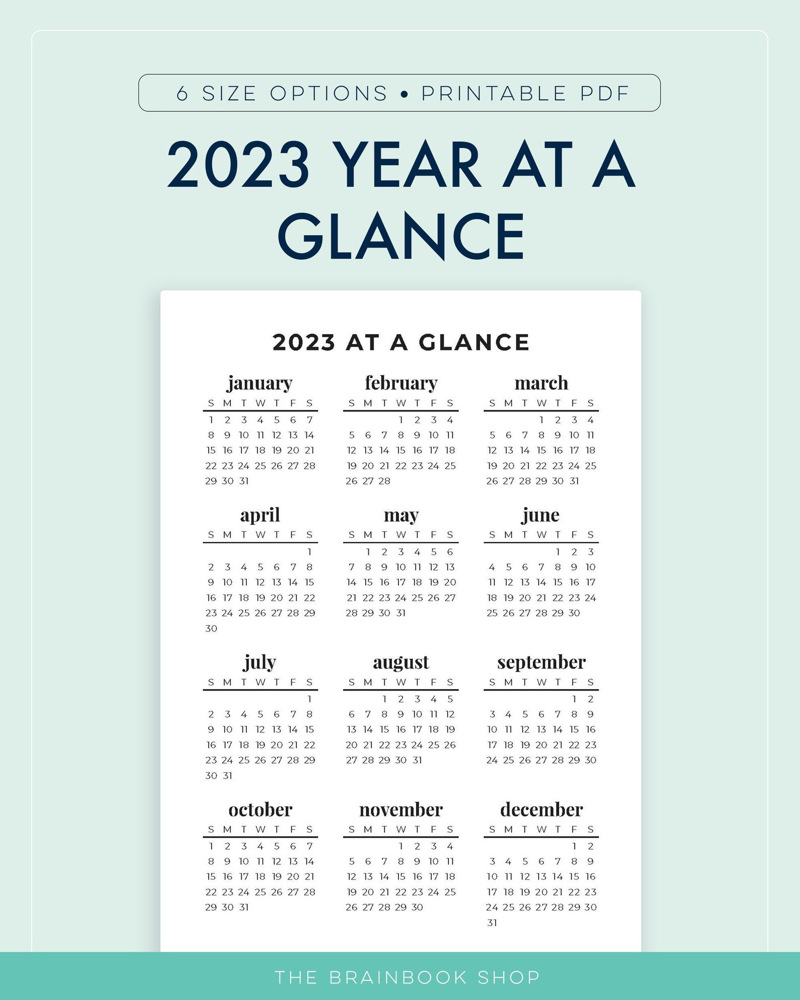 2023 Month At A Glance Printable Calendar Printable Templates Free