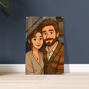 Tableau Plexiglas Premium | Photo Transformée en Cartoon | Portrait Personnalisé | Livraison Gratuite