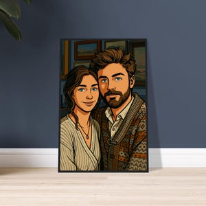 Poster con cornice in legno FSC | Foto trasformata in GTA | Ritratto personalizzato | Spedizione gratuita