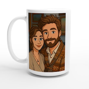 Mug Céramique 443ml | Photo Transformée en Cartoon | Portrait Personnalisé | Livraison Gratuite