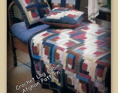 Crochet Afghan Log Cabin Pattern - PDF 022288A in English
