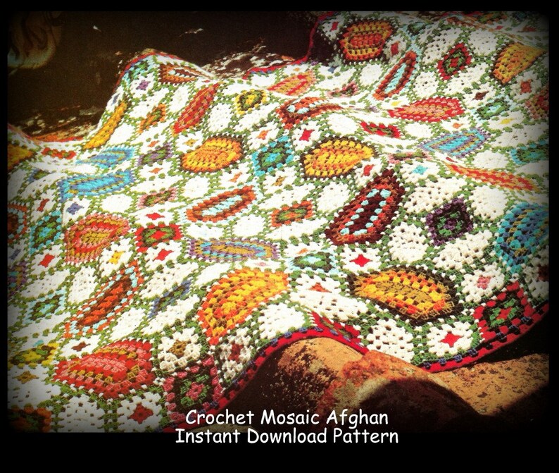 Crochet Mosaic Afghan Pattern Instant Download PDF English Etsy