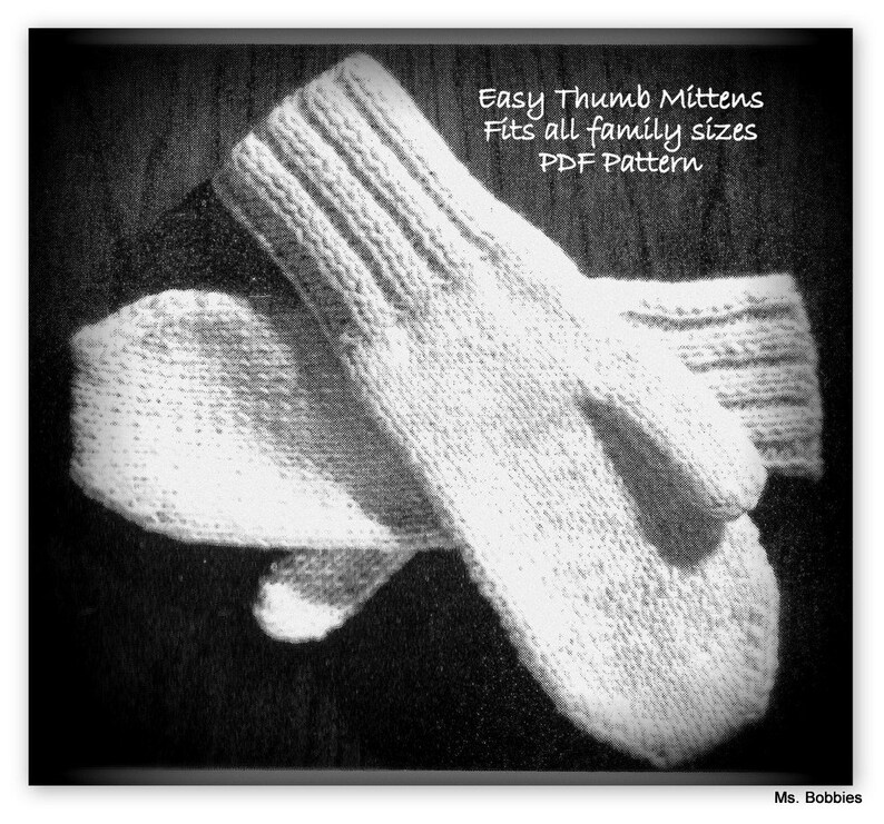 Easy Thumb Mitten Pattern 2 Needle Knitting Palm Sizes 5 Thru 9 Pdf 0615499 60s Vintage Easy Thumb Mitten Pattern 2 Needle Knitting Palm Sizes 5 Thru 9 Pdf 0615499 60s Vintage