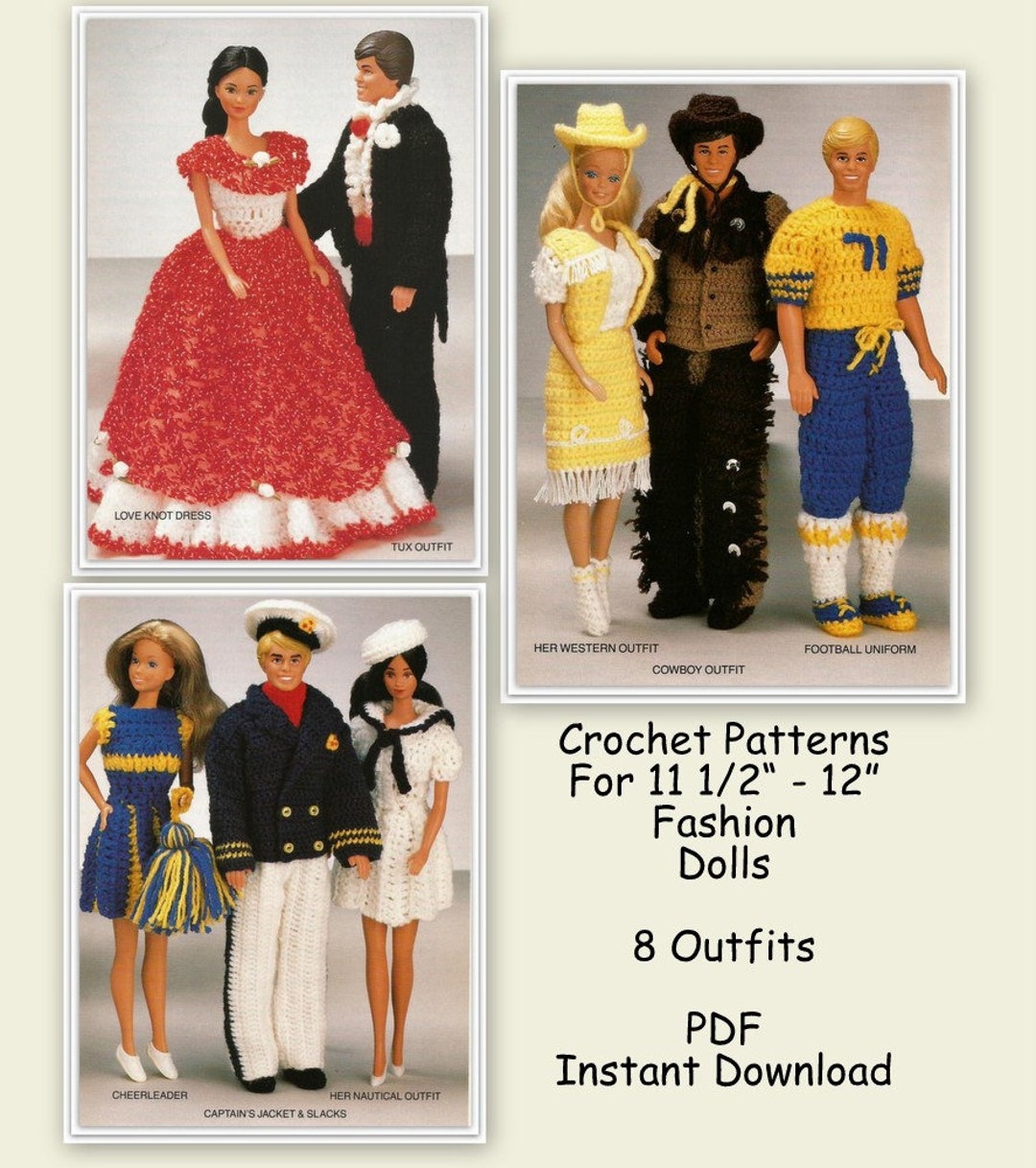 Barbie Pattern Crochet Clothes Pattern for Barbie & Ken - Etsy