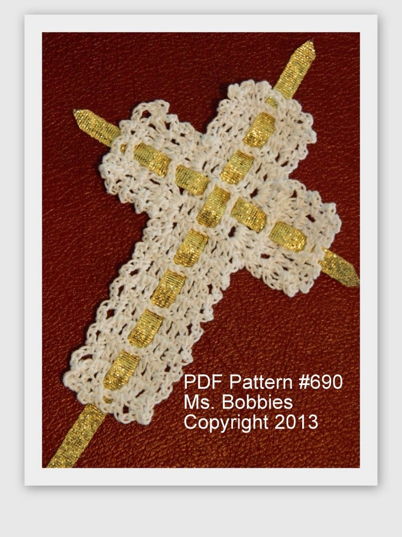 Crochet Cross Bookmark Pattern Ribbon Cross Bookmark PDF Etsy